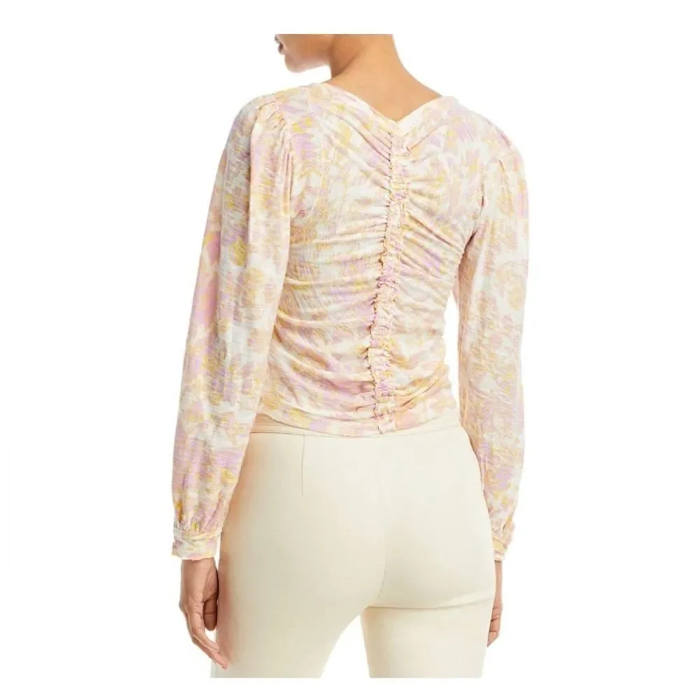 Free People Say The Word Ruched Floral Top Small NEW